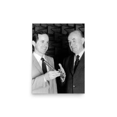 Fritz Sennheiser poster on a plain backdrop in size 12"x16".