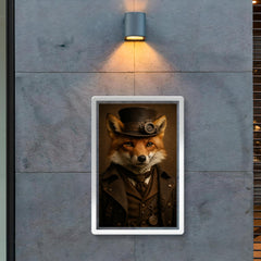 Fully photorealistic of a fox with steampunk style clothes poster 2