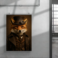 Fully photorealistic of a fox with steampunk style clothes poster 4