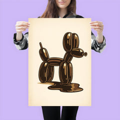 Funny balloon dog going to the bathroom art poster 3
