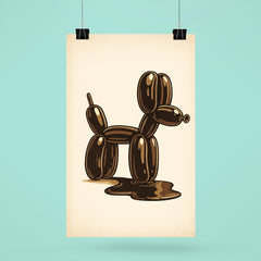 Funny balloon dog going to the bathroom art poster 6