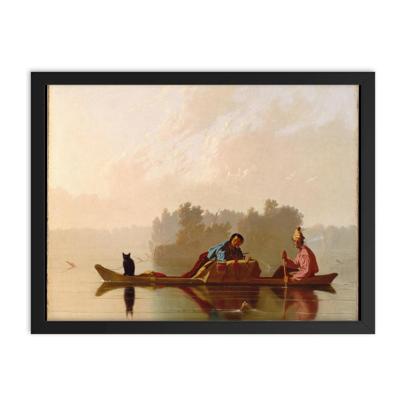 Fur Traders Descending the Missouri by George Caleb Bingham, 1845 framed print on a plain backdrop in size 18