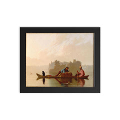 Fur Traders Descending the Missouri by George Caleb Bingham, 1845 framed print on a plain backdrop in size 8"x10".