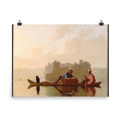 Fur Traders Descending the Missouri by George Caleb Bingham, 1845 poster on a plain backdrop in size 8"x10".