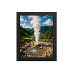 Furnas Geothermal Valley Azores Portugal framed print on a plain backdrop in size 8"x10".