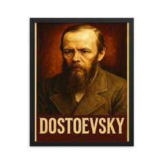 Fyodor Dostoevsky framed print on a plain backdrop in size 16"x20".