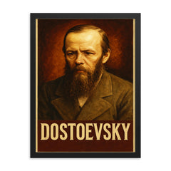 Fyodor Dostoevsky framed print on a plain backdrop in size 18"x24".