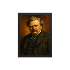 G K Chesterton framed print on a plain backdrop in size 12"x16".