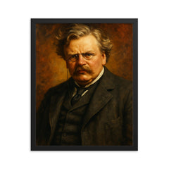 G K Chesterton framed print on a plain backdrop in size 16"x20".