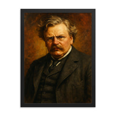 G K Chesterton framed print on a plain backdrop in size 18"x24".