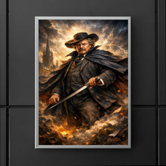 G K Chesterton with cape and sword stick poster 5