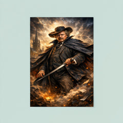 G K Chesterton with cape and sword stick poster 8