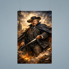 G K Chesterton with cape and sword stick poster 9