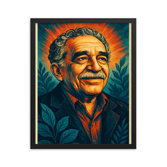 Gabriel Garcia Marquez framed print on a plain backdrop in size 16"x20".