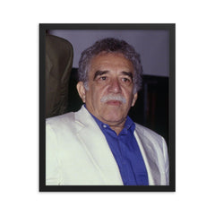 Gabriel Garcia Marquez framed print on a plain backdrop in size 16"x20".