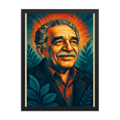 Gabriel Garcia Marquez framed print on a plain backdrop in size 18"x24".