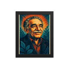 Gabriel Garcia Marquez framed print on a plain backdrop in size 8"x10".