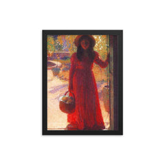 Gabrielle at the Gate by Henri Martin, 1910 framed print on a plain backdrop in size 12"x16".