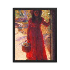 Gabrielle at the Gate by Henri Martin, 1910 framed print on a plain backdrop in size 16"x20".