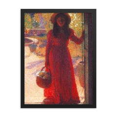 Gabrielle at the Gate by Henri Martin, 1910 framed print on a plain backdrop in size 18"x24".