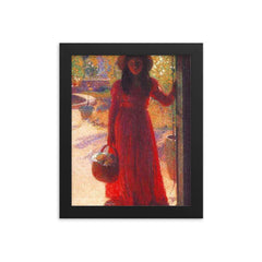 Gabrielle at the Gate by Henri Martin, 1910 framed print on a plain backdrop in size 8"x10".