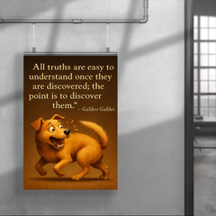 Galileo quote all truths easy to understand dog understanding its tail poster 4