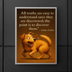 Galileo quote all truths easy to understand dog understanding its tail poster 5