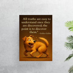 Galileo quote all truths easy to understand dog understanding its tail poster 7