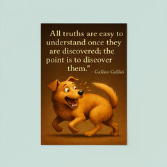 Galileo quote all truths easy to understand dog understanding its tail poster 8