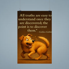 Galileo quote all truths easy to understand dog understanding its tail poster 9