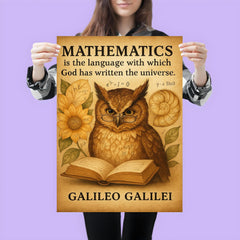 galileo quote mathematics language of universe wise owl reading poster 3