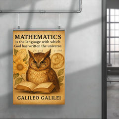 galileo quote mathematics language of universe wise owl reading poster 4