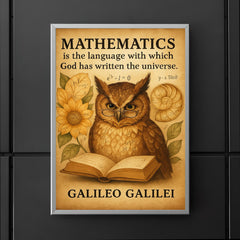 galileo quote mathematics language of universe wise owl reading poster 5