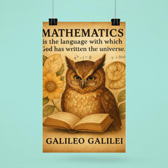 galileo quote mathematics language of universe wise owl reading poster 6
