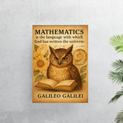 galileo quote mathematics language of universe wise owl reading poster 7
