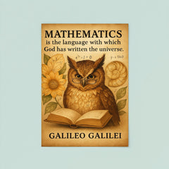 galileo quote mathematics language of universe wise owl reading poster 8