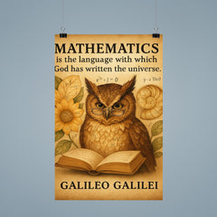 galileo quote mathematics language of universe wise owl reading poster 9