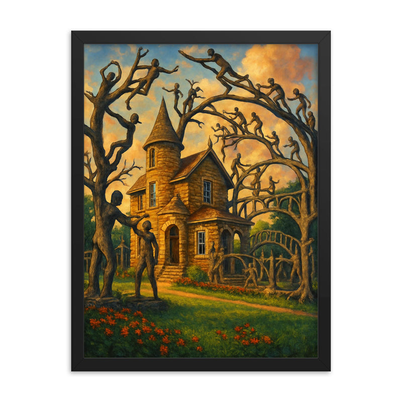 Garden of Eden Lucas Kansas USA framed print on a plain backdrop in size 18
