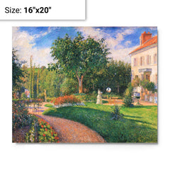 Garden of Les Mathurins at Pontoise by Camille Pissarro metal print on a plain backdrop in size 16"x20".