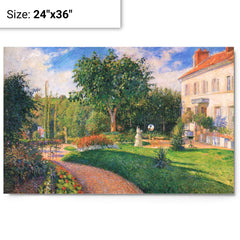 Garden of Les Mathurins at Pontoise by Camille Pissarro metal print on a plain backdrop in size 24"x36".
