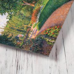 Garden of Les Mathurins at Pontoise by Camille Pissarro metal print mockup