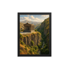 Garni Temple Basalt Gorge Armenia framed print on a plain backdrop in size 12"x16".