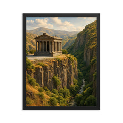 Garni Temple Basalt Gorge Armenia framed print on a plain backdrop in size 16"x20".