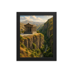 Garni Temple Basalt Gorge Armenia framed print on a plain backdrop in size 8"x10".