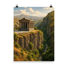 Garni Temple Basalt Gorge Armenia poster on a plain backdrop in size 8"x10".
