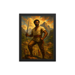 Gaspar Yanga mountain maroon stronghold tableau framed print on a plain backdrop in size 12"x16".