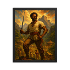 Gaspar Yanga mountain maroon stronghold tableau framed print on a plain backdrop in size 16"x20".