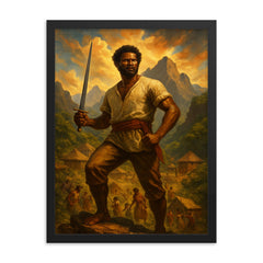 Gaspar Yanga mountain maroon stronghold tableau framed print on a plain backdrop in size 18"x24".
