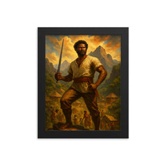 Gaspar Yanga mountain maroon stronghold tableau framed print on a plain backdrop in size 8"x10".