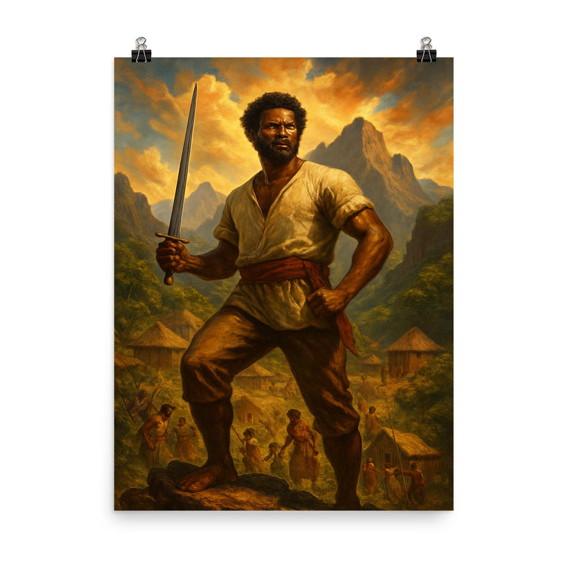 Gaspar Yanga mountain maroon stronghold tableau poster on a plain backdrop in size 8